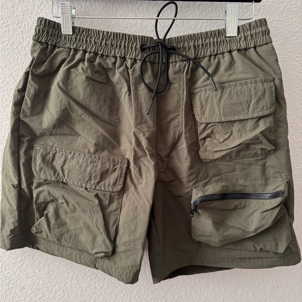 Richie Le Olive Green Utility Cargo Shorts